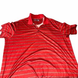 Men's Red Striped Polo Shirt